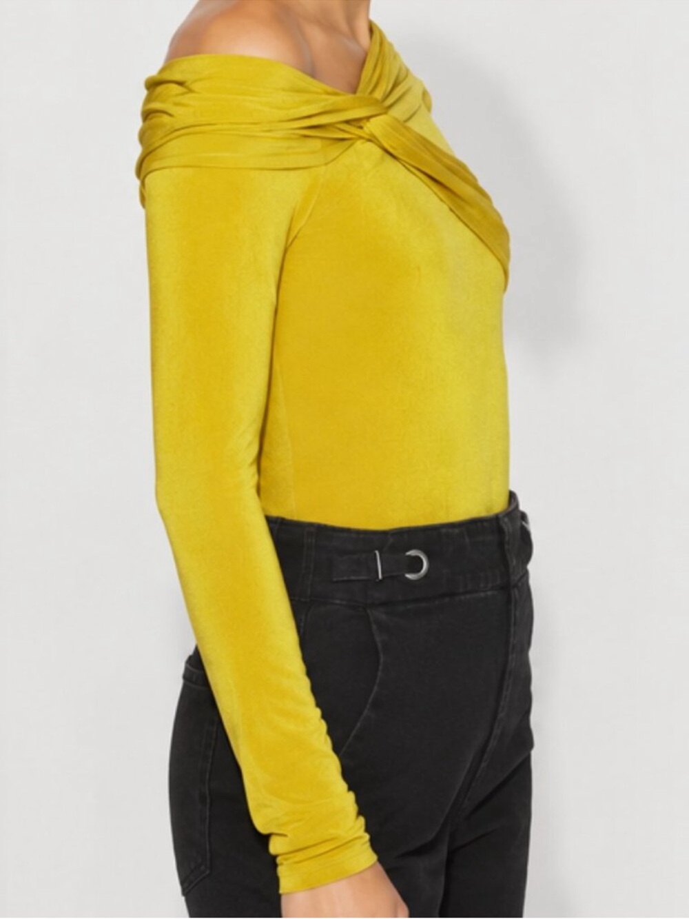 White House Black Market Twist Front Asymmetrical Top Yellow Size Medium - Picture 6 of 12